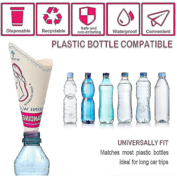 50 st Disposable Urineringsenhet för Kvinnor, Kisshink för Kvinnor Bärbar Urineringshink, 5 Förpackningar 10 stycken (50 stycken) -zysd