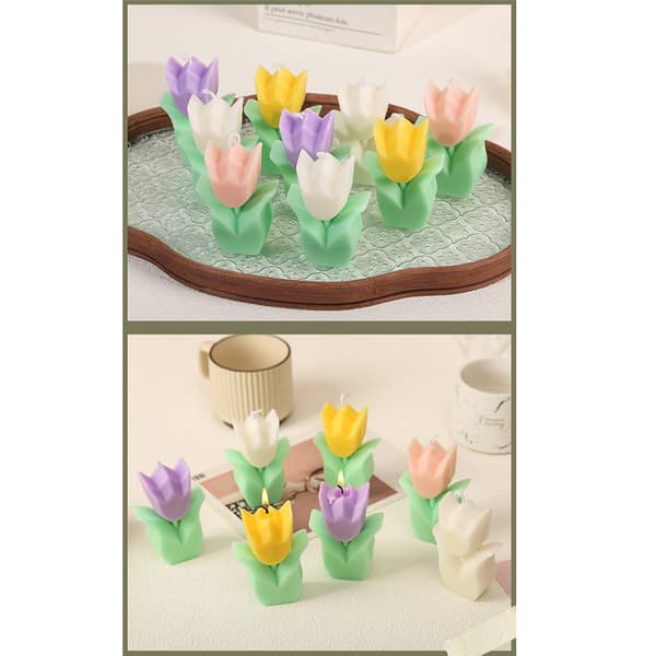 Tulipan duftlys - Rosa og lilla - 2 stk