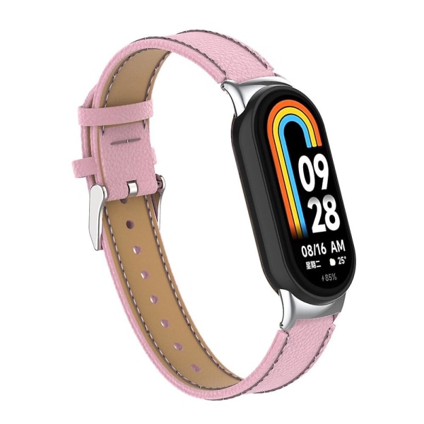 For Xiaomi Bracelet 8 Pu Læder Rem Hurtig Udskiftning Sport Rem Metal Hoved Rem Til Mi Band 8 Tilbehør