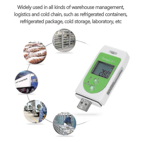 Temperatur datalogger, multifunksjonell, USB, gjenbrukbar, 32 000 målinger