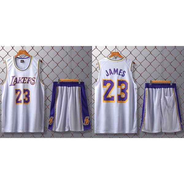 #23 LeBron James Basketbollströja Set Lakers Uniform Barn White M