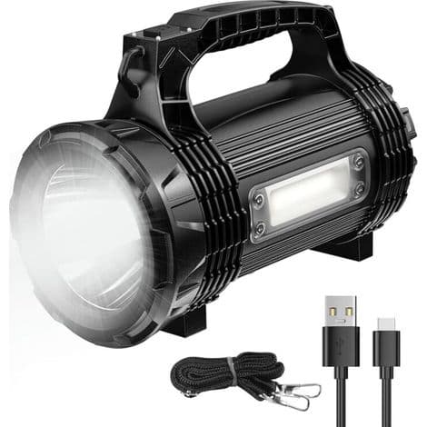3000LM USB-ladattava taskulamppu 8-tilainen IP65 hihnalla
