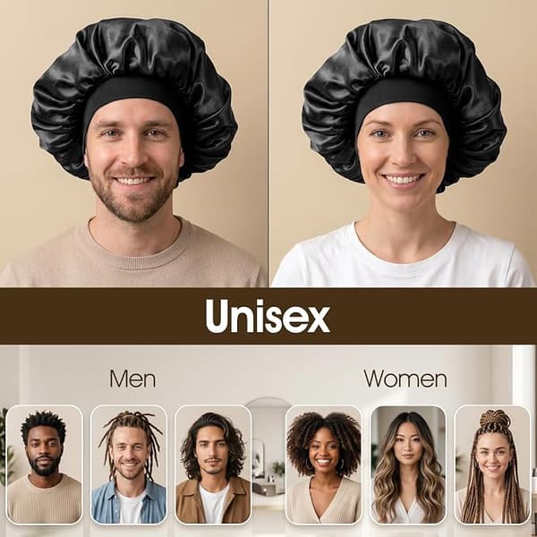10 stk. elastisk bredkantet satin hårhætte til kvinder, blød sovehætte, daglig salon hårpleje beskyttelseshætte