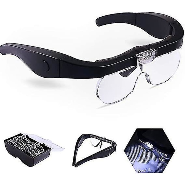 Forstørrelsesglass med 2 Led S Usb-lading Forstørrelsesbriller for lesing av smykker Craft Watch Rep Hobby, Detachabnses 1.