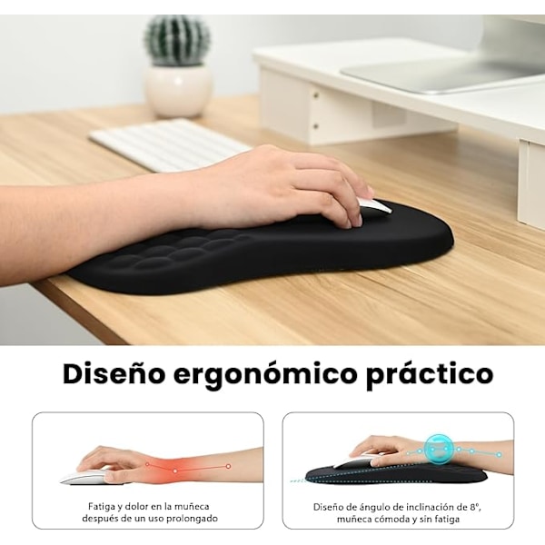 Musmatta, Ergonomisk gamingmusmatta med massagefunktion, Memory Foam Comfort Touch, smärtlindrande handledsstöd, halkfri bas (30x20 cm)