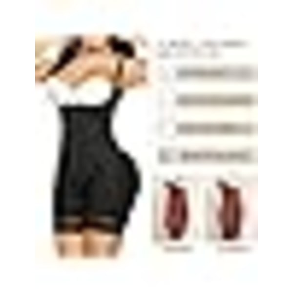 Shapewear til kvinder, usynlig flad mave, shapewear sort XS