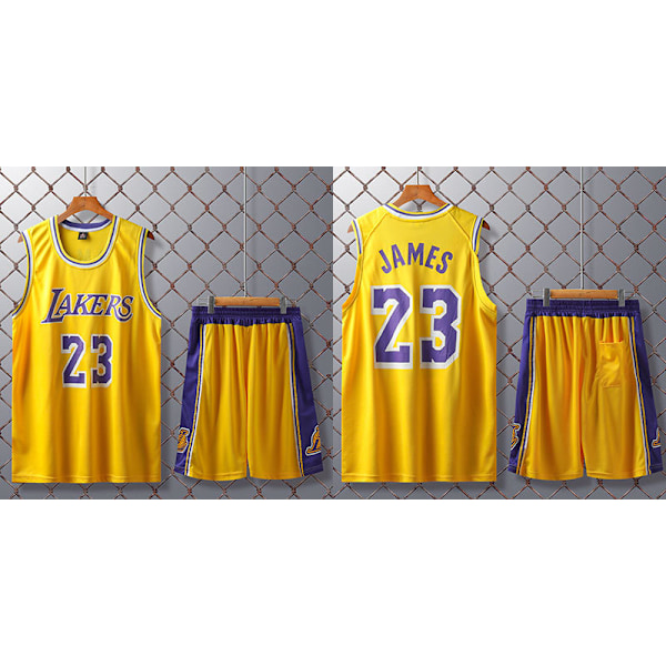 #23 LeBron James Basketball Jersey Sett Lakers Uniform Barn Yellow 2XL