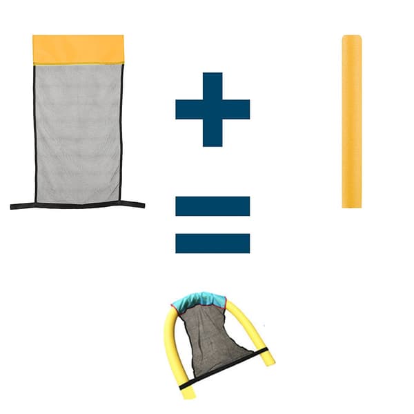 Pool Noodle Sling Mesh Stol Sling Mesh Pool Noodle Sling Mesh Sete for Gutter og Jenter, Voksen, gul