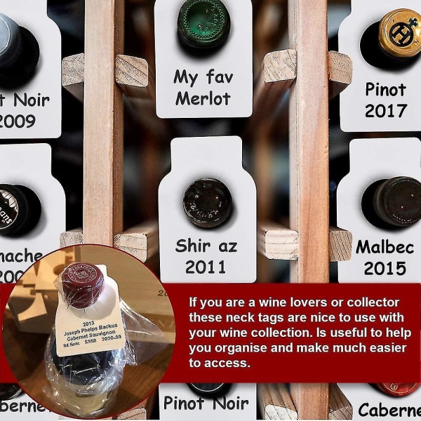 200 kpl Viinipullon etiketit Tyhjät samppanjapullon etiketit Uudelleenkäytettävät PVC:t kellarissa säilytettäväksi Säilytysteline-yujia