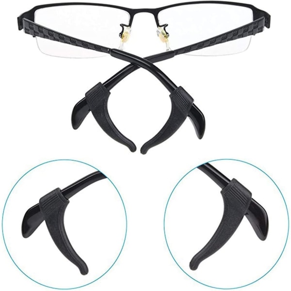 12 par (svarte) briller Øregrep - Barn og voksne Sport Brillestroppholder, Brilleholder, Silikon Anti Slip Holder For Briller , Brille Tem