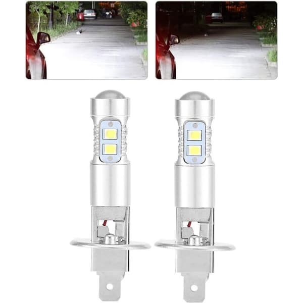 Super White 100W LED frontlyspærer Kit Tåkelys Kjørelys 2X H1 6000K