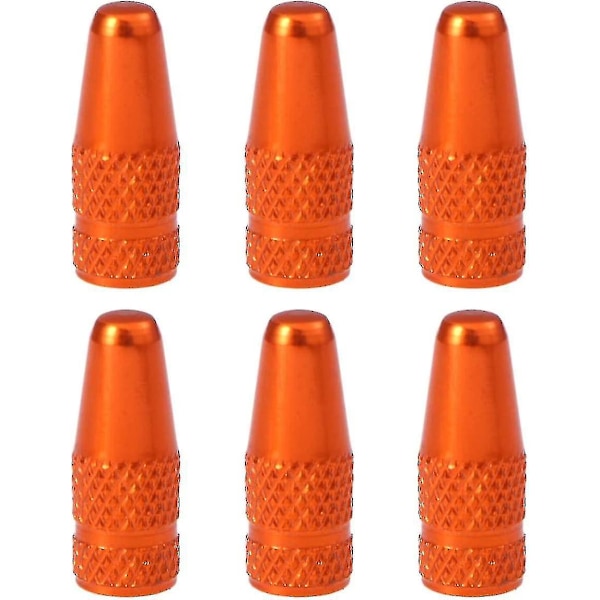 Cykelventilkåpor, Aluminiumlegering Franska Ventilkåpor, Landsvägscykel, Mountainbike, Däckluftventilkåpor, Dammskydd (12 st, Orange + Svart