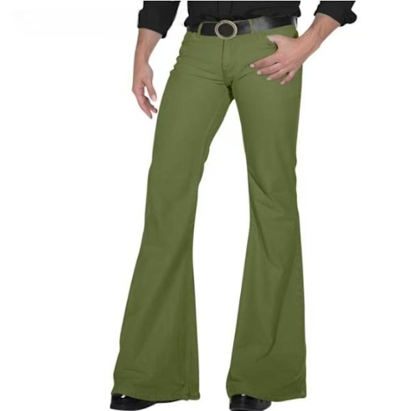 70-luvun miesten discohousut, miesten leveälahkeiset housut, 60-luvun 70-luvun leveälahkeiset housut, vintage-farkut, miesten farkut A002 - Army Green 2XL