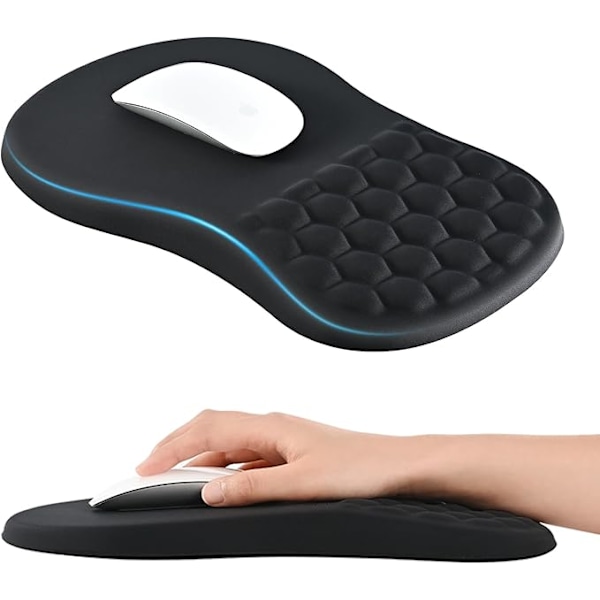 Musmatta, Ergonomisk gamingmusmatta med massagefunktion, Memory Foam Comfort Touch, smärtlindrande handledsstöd, halkfri bas (30x20 cm)