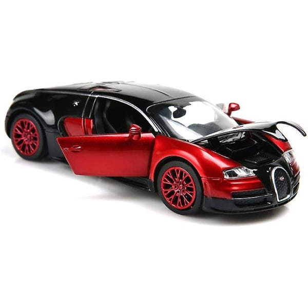 1:32 Bugatti Veyron Diecast Car, metalliseosmalliautot Leluautot 3–12-vuotiaille punainen