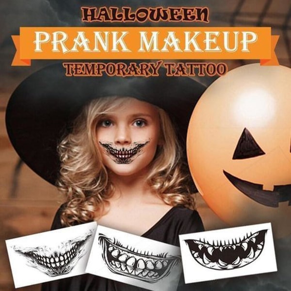 Halloween 12st Tatueringar Stickers Makeu Temporary Water Transfer Paper Special Style Party Prank