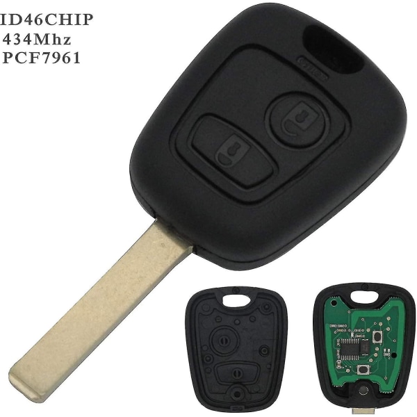 Komplett nøkkel med elektronikk som skal programmeres Plip Peugeot 107 207 307 407 106 206 306 406 Citroen C1 C2 C3 C4 C5 C6 C8 Xsara Saxo Berlingo Remote Co