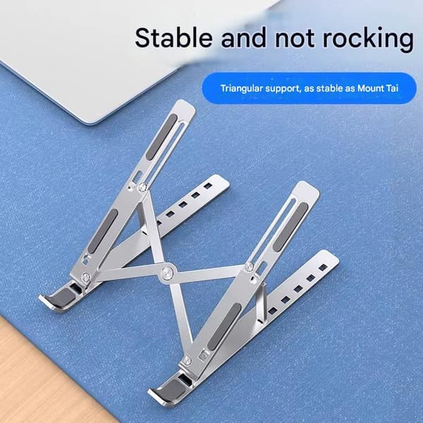 Laptopstativ, høydejusterbart, sammenleggbart, aluminium, avtakbart silver