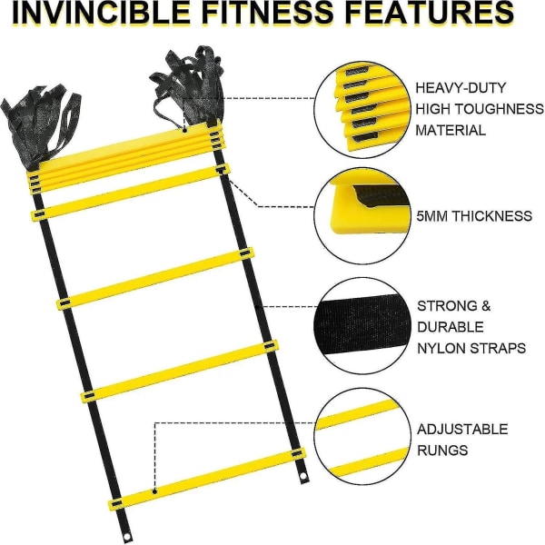 6M 20ft Trænings Stige Agility Speed Trænings Stige 12 Trin Fitness Fod Speed Trænings Stige Udendørs Træningsudstyr til Hjem Fitnesscenter Brug-yu