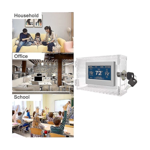 Universell termostatlåsboks med nøkkel termostatdeksel for termostat på vegg passer termostater 7x4