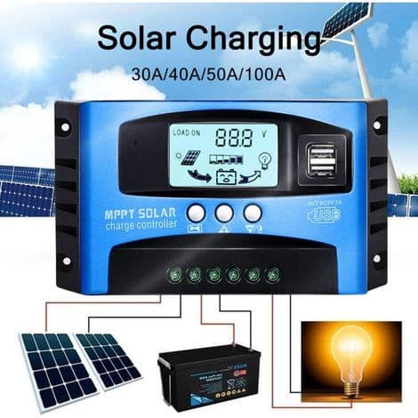 100A 12V/24V Solar Charge Controller med Dobbelte USB-porte og Digital LCD-skærm