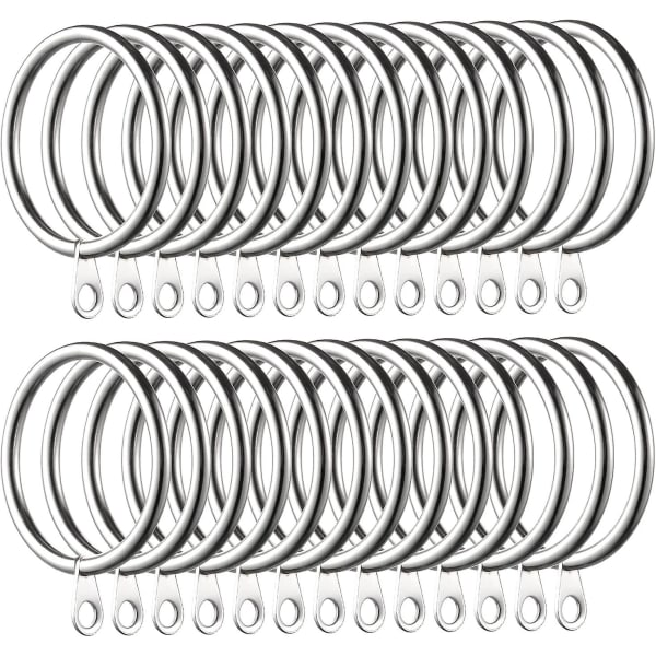 60 delar gardinringar, metallgardinhängande ringar för gardiner och stänger, 38 mm innerdiameter (silver)