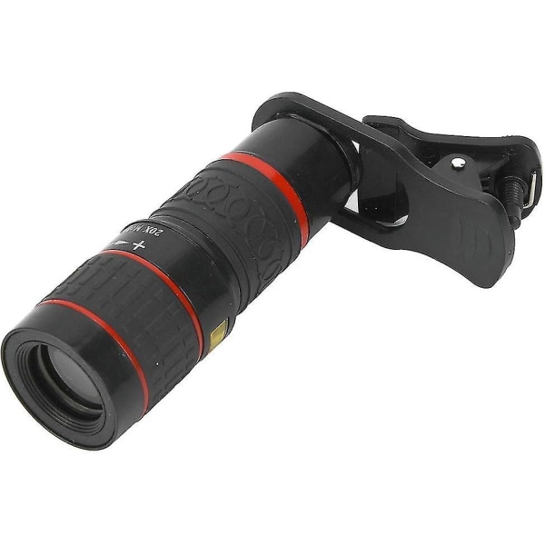 Bærbar 20X zoom-telelinse med HD-okular for mobiltelefon, clip-on langfokuslinse for smarttelefon/nettbrett