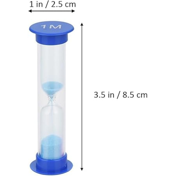 Timeglas 6 stk., 30 sekunder, 1 minut, 2 minutter, 3 minutter, 5 minutter, 10 minutter