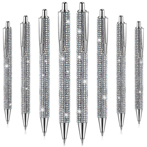 8 stk Søt Pen Bling Diamant Jul Rhinestones Gave Metall Ballpoint Fancy Sparkly Crystal A