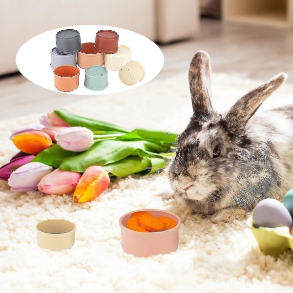 Pakke med 8 stablekopper for kaniner, flerfargede kaninstablingskopper Leketøy Bunny Nesting Toy