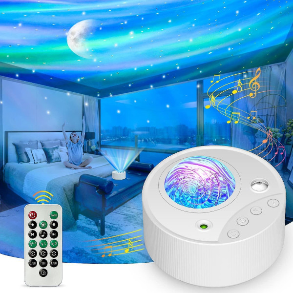 LED Starry Sky-projektor, 3 i 1 Aurora Galaxy-projektor med hvid støj, fjernbetjening, timer, til julegave påskejulegave eller Halloween