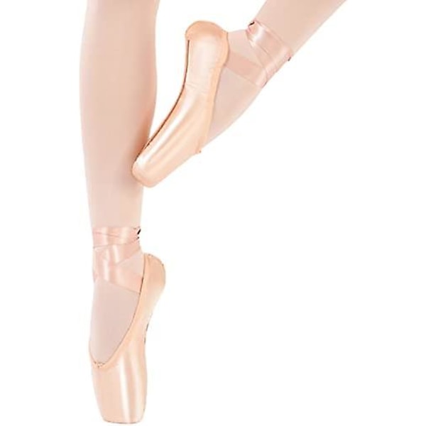 Ballet Pointe Sko Pink professionelle dansesko med syet bånd og silikone tåpuder til piger, kvinder