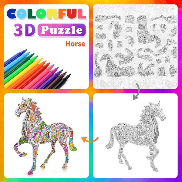 3D-fargespillsett for barn, kunst og håndverk for 5-12 år gamle barn Jenter Gutter Maling Håndverkssett Gaver