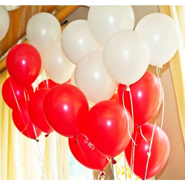 100 oppblåsbar rød ballong, 30 cm rød ballonglatex for gratulasjonsdagen bryllupsdagen festdekorasjoner