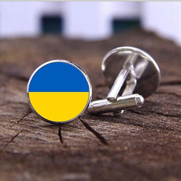 Fodboldkravespænde Ukrainsk Flag Manchetknapper Ædelsten Manchetknapper Sølv