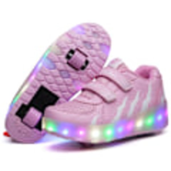 LED-rullskridskor för barn, självlysande rullskridskor, med hjul, rosa, 30