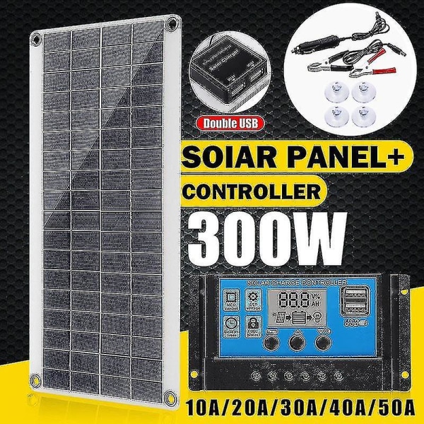 300w Solar Kit - Flexibel solpanel Monokristallin Pv-modul + 20a Controller-kompatibel båt Bil Husbil hembod Power Laddning-o