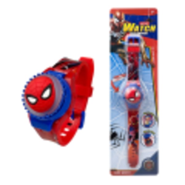 Barnklocka 3D tecknad blinkande självlysande topp flip klocka Spiderman
