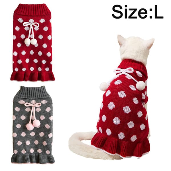 Hundegenserklær med Vinter Varm Hund Julegensere Pullover Hjerte, Rød+grå L kode