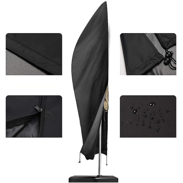 Beskyttelsesdeksel for utkragende parasoll 2 til 4 m bred 210D Oxford-stoff vanntett støvtett UV-bestandig 280 x 30/81/46 cm