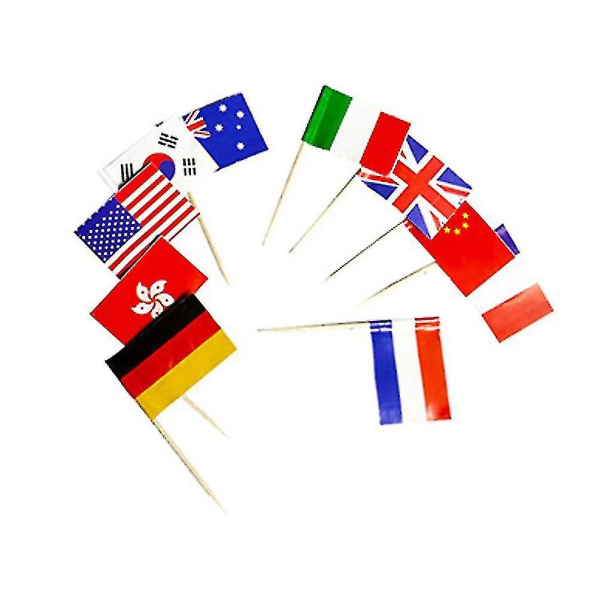 100 st Cupcake Country Flags World Country Stick Flaggor Fest Flagga Tandpetare Liten Country Flagga