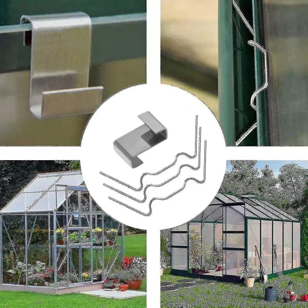 100 st Växthusklämmor för glas, växthusfönster i rostfritt stål Fixin för glasruta
