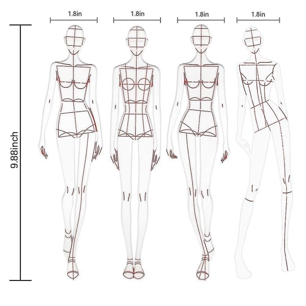 Mode Illustration Linealer Skitsering skabeloner Lineal Syning Humanoide mønstre Designtøj Meas-A1