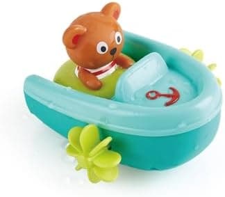 Hape Oppustelig Båd med Træk-tilbage Motor - Badelegetøj, Træk-tilbage Båd og Flydende Bamse, Badelegetøj til Småbørn fra 18 Måneder
