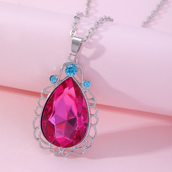 2 st Små Prinsessan Sofia Amulett och Prinsessan Elena Halsband Tvillingsystrar Droppformad Halsband Magiska Smycken Present till Flickor