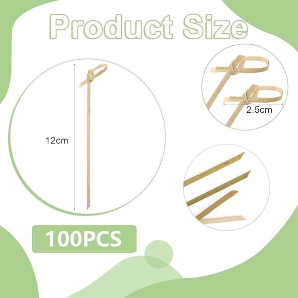 200 st 12 cm bambu cocktailpinnar, knutdesign för festmat och dryck