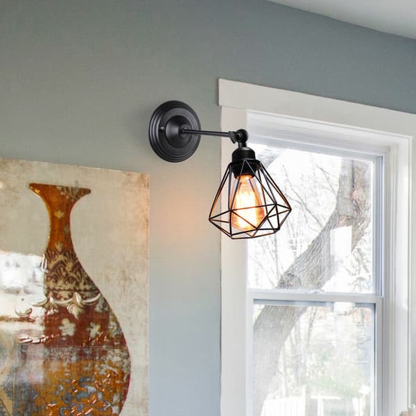 Rétro Vägglampa Diamant E27 16cm för Sovrum Hall Bar Svart