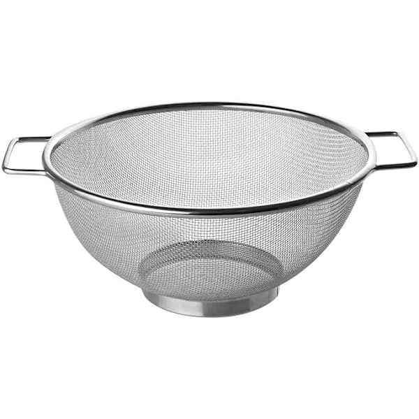 Keittiösiivilä ja valutusastia, ruostumatonta terästä, pyöristetty reunasiivilä, nesteiden siivilöintiin ja valutukseen, 20 cm, ruostumaton teräs, 20 x 9 cm, 1 kpl