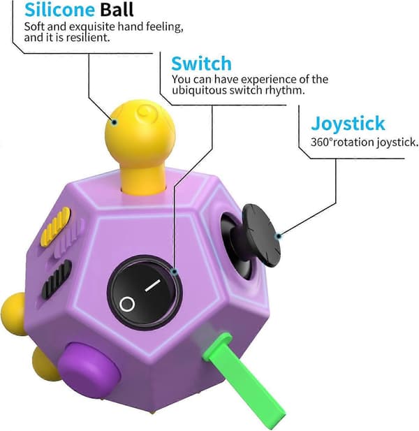 12-sidet Fidget Cube, Fidget Twiddle Cube Dodekaeder Stressreducerende Manuelt Legetøj