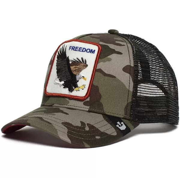 Kirjailtu eläinkuvioinen verkkolippis - Snapback - Camo Eagle
